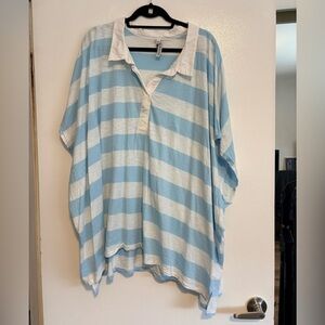 Torrid Belle Isle Blue and White Striped Shirt - Size 6